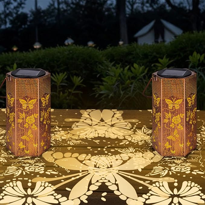 Mothers Day Gifts for Mom Grandma - Birthday Gifts for Women, 4 Pack Butterfly Solar Lanterns Outdoor Waterproof - Butterflies Solar Lights Outdoor Garden Decor for Outside