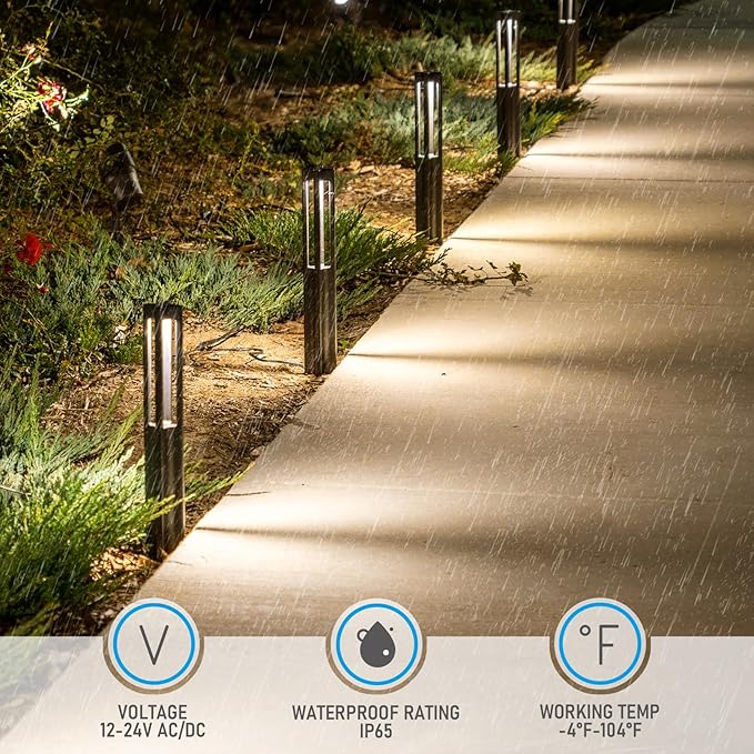 LEONLITE 5CCT Low Voltage Path Lights, Update 1800K2700K3000K4000K5000K Selectable, 3W LED Landscape Pathway Lights, Outdoor Landscape Lighting, Aluminum, 12-24V AC/DC, ETL, IP65, Pack of 6
