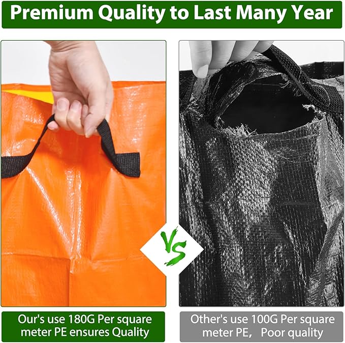 JJGoo Potato Grow Bags, 4 Pack 10 Gallon with Flap and Handles Planter Pots for Onion, Fruits, Tomato, Carrot - Orange
