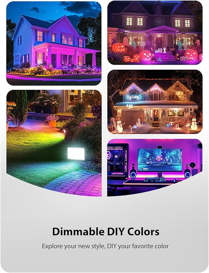Onforu LED Flood Light Outdoor 300W Equivalent, 30W Color Changing RGBW Floodlight with Remote, 2700K Warm White IP66 Stage Lights Indoor Uplights for Events, Uplighting for Halloween 4 Pack