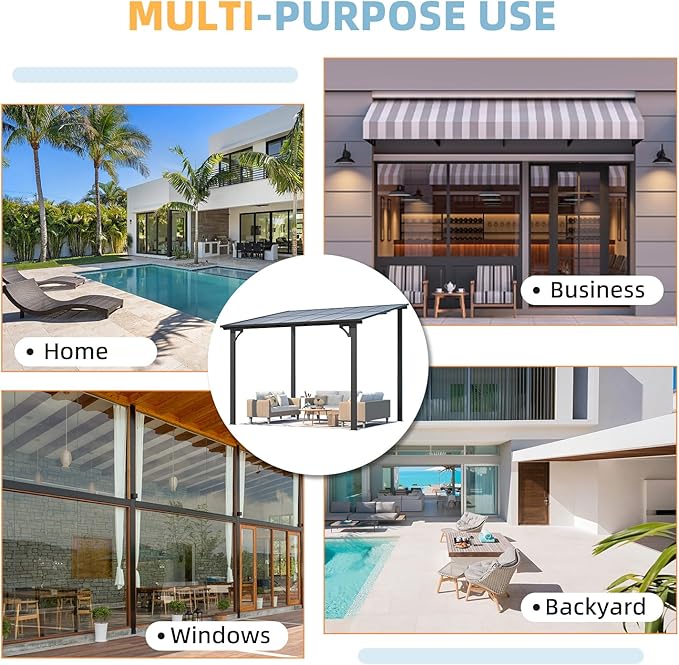 AECOJOY 22' x 8' Gazebo for Patio, Large Wall-Mounted Hard Top Lean-to Gazebo Pergola with Roof 8' x 22' on Clearance, Heavy Duty Patio Awnings for Decks, Backyard