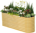 32" Extra Tall Raised Garden Bed Kits, 2 x 8 x 2.7ft Raised Planter Box Outdoor, 3.5 x 6.5 x 2.7ft Deep Root 9 in 1 Modular Metal Raised Beds for Gardening Vegetables Flowers Fruits - Sunlit Oak