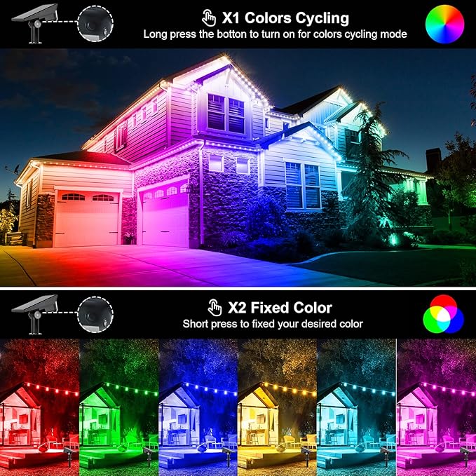 T-SUNUS 8 Pack Solar Color Landscape Spotlights, IP65 Waterproof Solar Powered Spot Light Wall Lights, 2-in-1 Outdoor Solar Landscaping Light for Yard Garden Driveway Porch Walkway Pool Patio