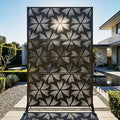 72in Metal Privacy Screen Outdoor Decorative Panel – Freestanding Rustproof Steel Patio Divider for Garden, Backyard, or Balcony, Modern Laser Cut Design for Stylish Privacy & Outdoor Decor