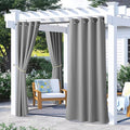 NICETOWN 2 Panels Outdoor Curtains for Patio Waterproof, Rustproof Grommet Blackout Waterproof Indoor Outdoor Curtains & Drapes Thermal Insulated for Cabana, Silver Grey, W52 x L72
