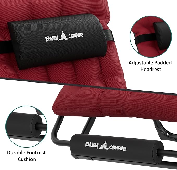 UDPATIO Oversized Zero Gravity Chair 29In XL Patio Reclining Chair with Cushion, Outdoor Folding Recliner with Pillows|Cup Holder|Foot Rest|Padded Headrest, Burgundy, Support 500LB