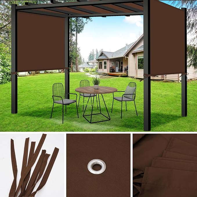 17x6.8 Ft Universal Pergola Replacement Canopy, Outdoor Canopy Shade Cover(Cover Only) (Coffee)