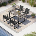 Outdoor Table and Chairs of 4, Patio Dining Sets, HDPS + Aluminum Outdoor Furniture Set with Umbrella Hole, Patio Dining Table Set (Gray)