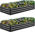 2 Pack 6×3×1ft Galvanized Metal Raised Garden Bed, Metal Planter Kit Box Outdoor for Deep-Rooted Vegetables, Flowers, Green and Herbs