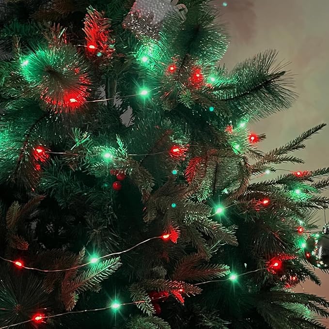66Ft 200 LED Christmas Fairy Lights Plug in, Waterproof String Lights Outdoor & Indoor 8 Modes with Timer Bedroom Decor, Twinkle Lights for Bedroom Party Holiday Christmas Decorations (Red and Green)