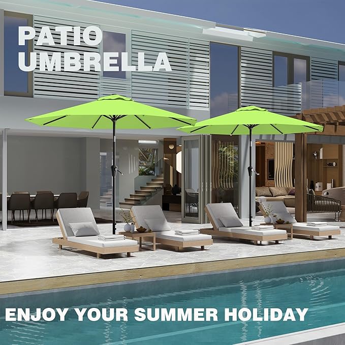 AreShark 9 FT Patio Umbrella for Outdoor, Outdoor Umbrella with Push Button Tilt and Crank, Outdoor Patio Umbrellas with 8 Sturdy Ribs for Market, Garden, Deck, Backyard, Pool (Apple Green)