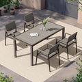 5-Piece Outdoor Dining Set, Aluminum Dining Table Set for 4, Patio Table and Chairs Set with Umbrella Hole, All Weather HDPS Outdoor Table and Chairs for 4 (Gray)