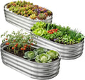 Galvanized Raised Garden Bed for Outdoor: 4X2X1ft Durable Metal Vegetable Plant Container Kit - Oval Planter Box for Gardening Flower Trough (3 Pack)