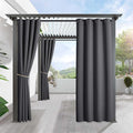 RYB HOME Outdoor Curtains Waterproof - Indoor Outdoor Patio Curtain Blackout & Windproof Privacy Drapes for Porch Front Door Pergola Gazebo, 1 Panel, Wide 52 x Long 84 inch, Grey