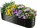 17" Tall Outdoor Garden Raised Garden Bed Kits, 5ft X 2ft Oval,0.8MM Thick Metal Raised Planter Bed/Ground Planter Box for Variety of Flowers,Herbs,Vegetables (Black, 60X24X16.5 Inches)