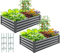 Quictent Galvanized Raised Garden Bed 4x3x1 Ft Metal Planter Box for Vegetables Bottomless for Backyard Dark Grey 2PCS