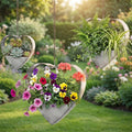 3 Pcs 3 Size Heart Metal Hanging Planter Indoor Outdoor, 13.4" 10.6" 7" Large Metal Plant Hangers Vintage Flower Pot with Hook Chain Drain Hole Gift for Gardener Women Mom Home Decor(Silver)
