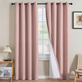 H.VERSAILTEX Linen Curtains 100% Blackout Curtains for Bedroom 96 inch Long Full Light Blocking Nature Linen Blended Window Curtains for Living Room Nickel Grommet (2 Panels, Heathered Baby Pink)