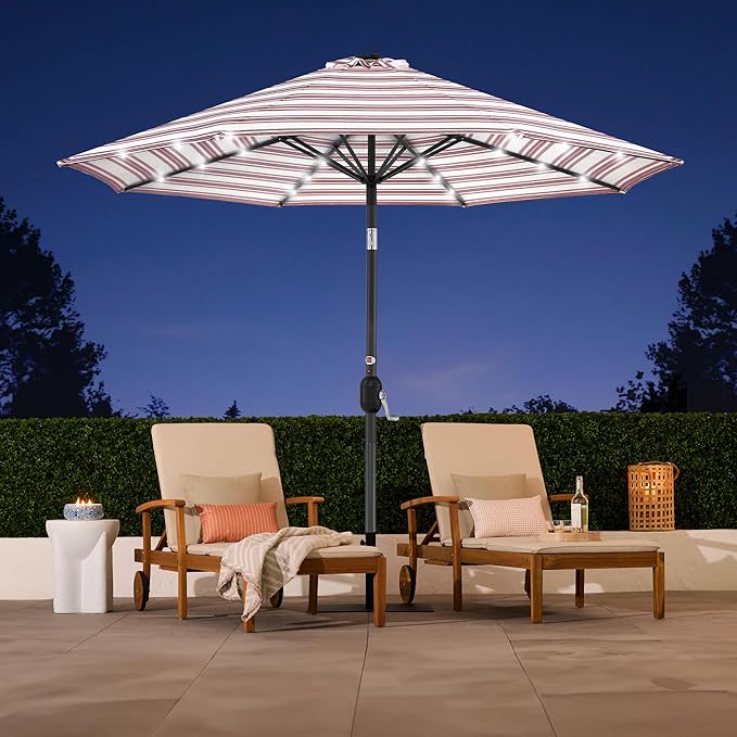 Best Choice Products 10ft Solar Polyester LED Lighted Patio Umbrella w/Tilt Adjustment and UV-Resistant Fabric