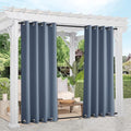 NICETOWN 2 Panels Outdoor Curtains for Patio Waterproof, Rustproof Top & Bottom Grommet Windproof Drapes Thermal Insulated Blackout Outdoor Blinds for Porch/Gazebo, W52 x L84, Stone Blue