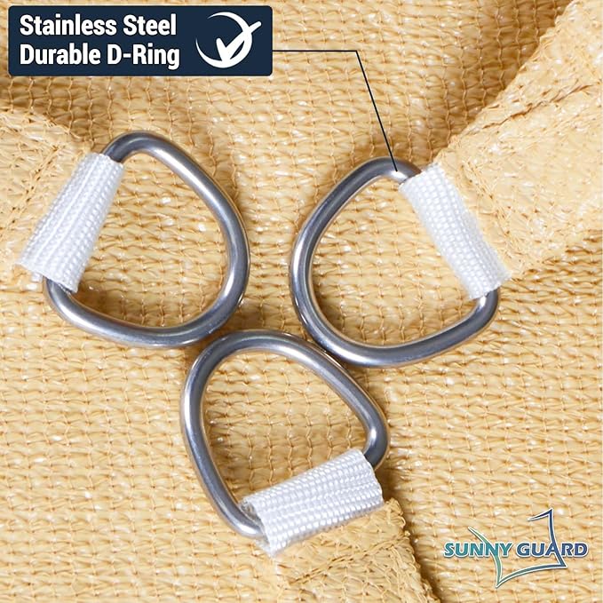 SUNNY GUARD Sun Shade Sail 16'x16'x22' Triangle Sand UV Block Sunshade for Backyard Yard Deck Patio Garden Outdoor Activities and Facility(We Make Custom Size)