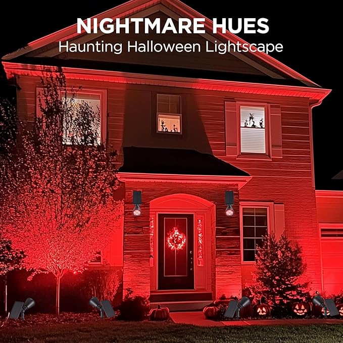 InnoGear Solar Lights Outdoor Waterproof Christmas Halloween Solar Garden Light for Outside Yard Landscape Lighting Pathway Spot Lights Spotlight Wall Light Auto On/Off, 2 Pack (Red and Green Light)