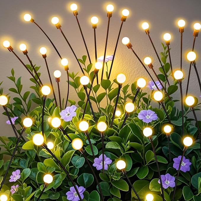 Solar Garden Lights Outdoor,2 Pack 16LED Waterproof Solar Powered Lights for Yard Pathway Patio, Swaying Lawn Decor as Gardening Gifts for Women Holiday