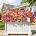 Alupssuc 32 Bundles Artificial Flowers for Outdoors Decoration, UV Resistant Silk Faux Floral Spring Fake Plastic Plants Greenery for Outside Indoor Home Garden Porch Window Box Decor, Mix 6 Colors