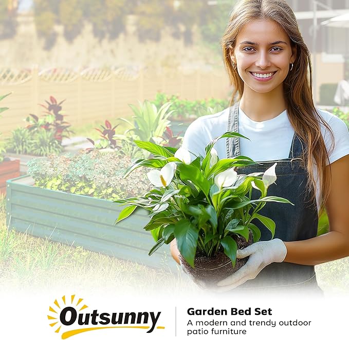 Outsunny Galvanized Raised Garden Bed, 4' x 4' x 1' Metal Planter Box, for Growing Vegetables, Flowers, Herbs, Succulents, Green