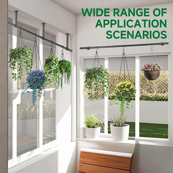 2 pcs Hanging Planters Rod, Plant Hanger Indoor for Window Ceiling, Hanging Plant Shelf for Wall Planter House Plants, Plant Shelves Metal Holder Bar 31.5 In (Pots, Plants, Chains not Included)