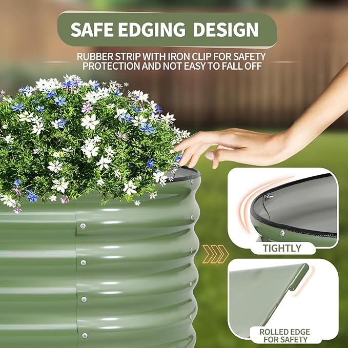 Galvanized Raised Garden Bed Outdoor- 2 Pcs Raised Beds for Gardening| Metal Planter Box, Steel Raised Garden Bed Kit with Gloves for Vegetables, Flower, Herbs (4x2x1.4FT, Green)