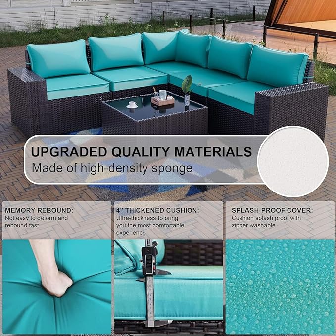 Kullavik 12 Pieces Outdoor Patio Furniture Set PE Wicker Rattan Sectional Sofa Patio Conversation Sets,Blue