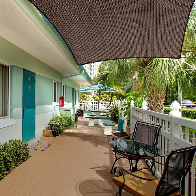 Eden's Decor Straight Flat-Edged Sun Shade Sail Rectangular 6' x 11' Brown UV-Blocking Outdoor Canopy Fabric Cloth Awning for Pergola Patio Garden Backyard Custom Size
