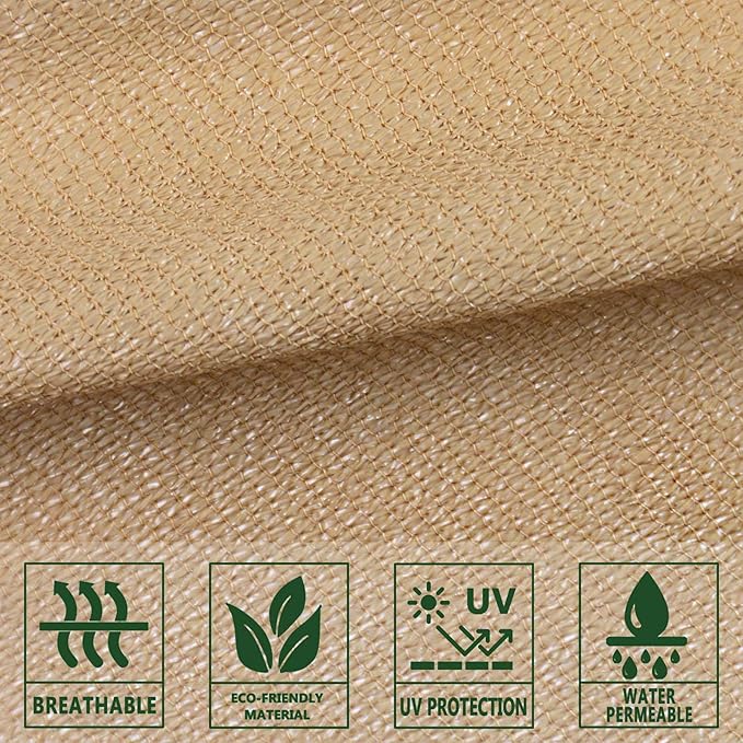 SUNLAX Sun Shade Sail 13' x 13' x 13' Sand Triangle Canopy Sail Shade Cover UV Block Permeable Sunshade Outdoor for Patio Backyard (We Make Custom Size)