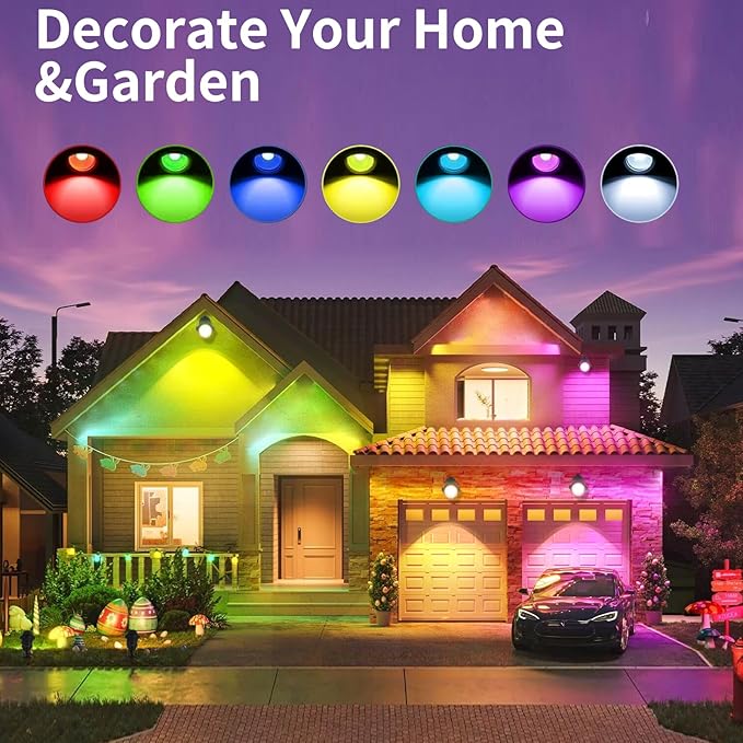 12W LED Landscape Lights Low Voltage, RGBW Color Changing 12V AC/DC Waterproof Outdoor Spotlights with Remote Control, IP65 Garden Pathway Lights with 8 Spike Stands for Christmas Decorative(8 Pack)