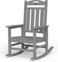 Oversized Rocking Chair Outdoor, High Back Porch Rocker Chair, HDPE All Weather Resistant Rocking Chairs for Patio, 380lbs Weight Capacity, Grey