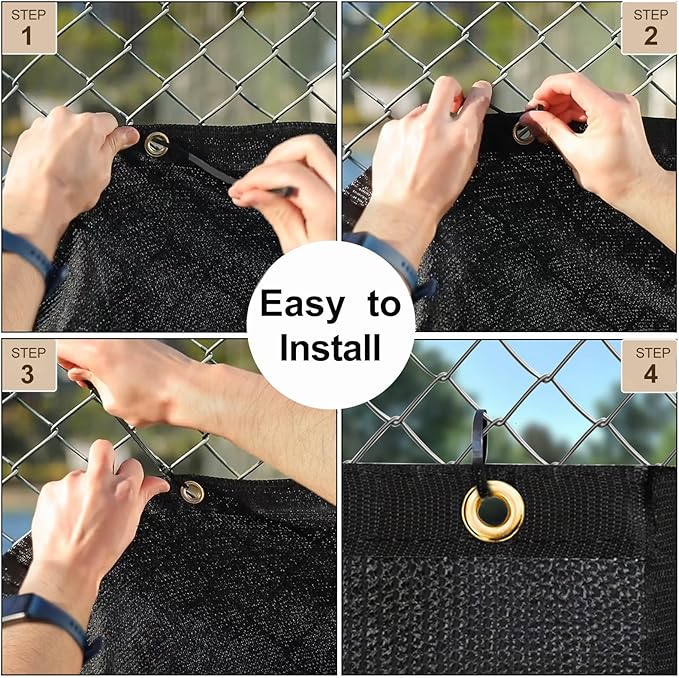 UPGRADE Privacy Screen 3' x 16' Fence Commercial Shade Cover with Brass Grommets Heavy Duty Perfect for Outdoor Back Yard, Black, Customizable
