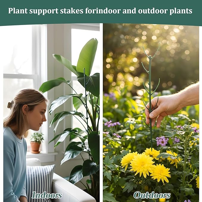 Grevosea 10 Pack Plant Support Stakes, Stackable Monstera Plant Supports for Indoor Outdoor Plants Garden Stakes Trellis for Climbing and Potted Plants Pothos Flowers