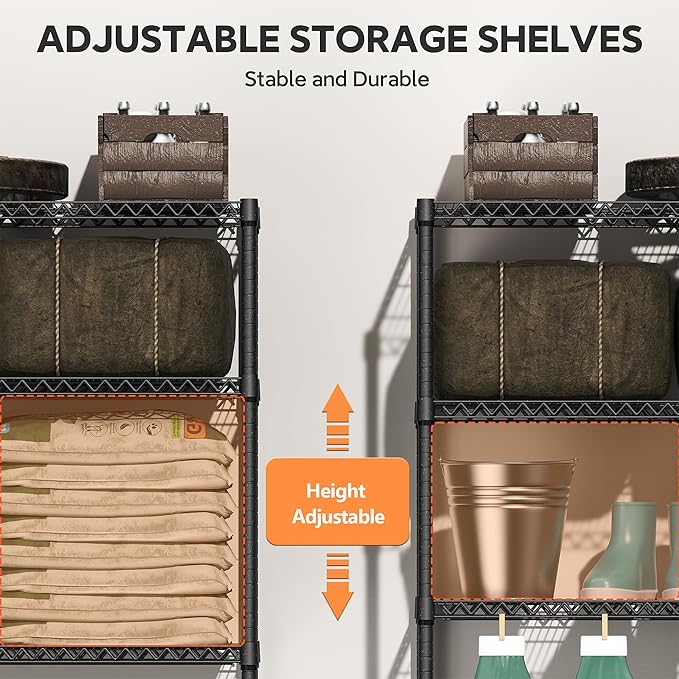 2400LBS 47.3" W Stand Shelf Wire Rust-Proof Outdoor Storage Shelving 4-Tier Utility Shelving Unit for Garden Home,Kitchen,Office Dark Grey 17.7" D x 47.3" W x 59.4" H