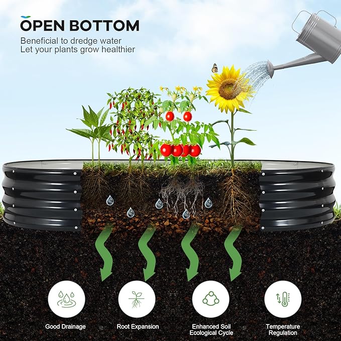 Galvanized Raised Garden Bed Outdoor, 6x3x1ft Oval Metal Raised Beds for Gardening, Rust-Resistant Garden Planter Box for Planting Vegetables, Flowers, Fruits in Backyard, Patio, Lawn(Grey)