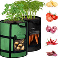 7 Gallon Potato Grow Bags with Viewing Window, 300G Nonwoven Garden Planting Pots, Heavy-Duty Surround Handles for Gardening Supplies (2Pack Grow Bags)