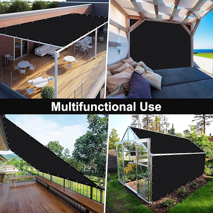 Artpuch 90% Sun Shade Cloth, 5 x 6 FT Pergola Shade Cover Canopy with Grommets, Sun Screen Fabric Tarp for Patio, Outdoor, Garden, Backyard, Black