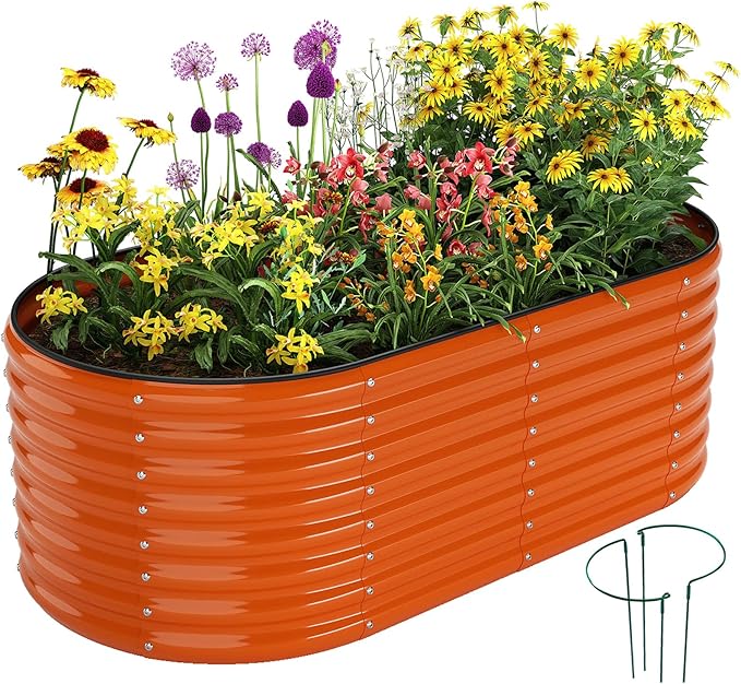Galvanized Metal Planter Raised Garden Bed Kit for Gardening Outdoor，6x3x2ft Planter Grow Garden Box Raised Flower Bed，Long Vegetable Clearance Herb Raised Garden Beds For Container Gardening