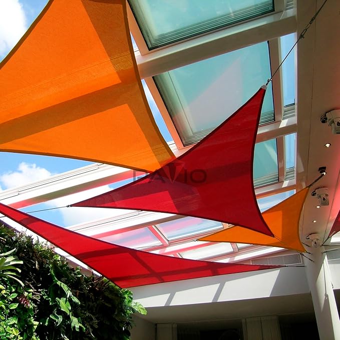 Patio Paradise 4' x 4' x 4' Sun Shade Sail Triangle Canopy Shade Cloth Fabric Sunlight Block Patio Pergola Cover HDPE Deck Awning for Outdoor Backyard Roof Shading, Orange