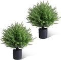 Artificial Topiary Bushes for Outdoors with Spike, Boxwood Ball Fake Shrubs UV Resistant Faux Plants for Indoor Outdoor Fall Thanksgiving Halloween Decor (Heart Crpress Topiary with Pot-2 Pack)