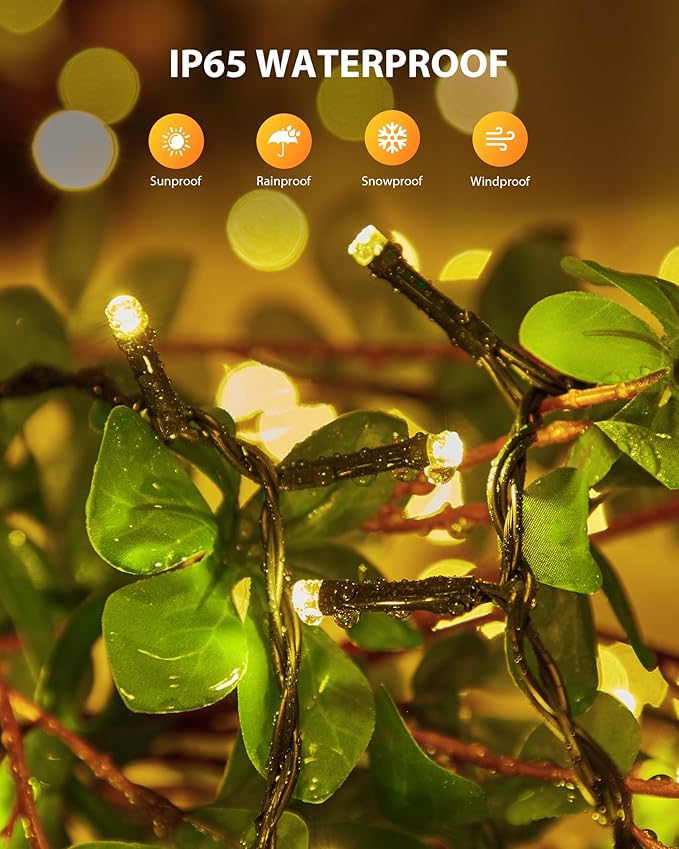 Brightown Solar String Light for Outside, 50Ft 120 LED Solar Lights Outdoor Waterproof, Solar String Lights Outdoor with 8 Modes, for Outside Garden Tree Party Decor(Warm White)