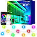 100FT Permanent Outdoor Lights Waterproof Smart LED RGB Light with App/Remote Control, Music Sync & DIY Scenes, Permanent Christmas Lights for House Roof, Parties & Daily Decor