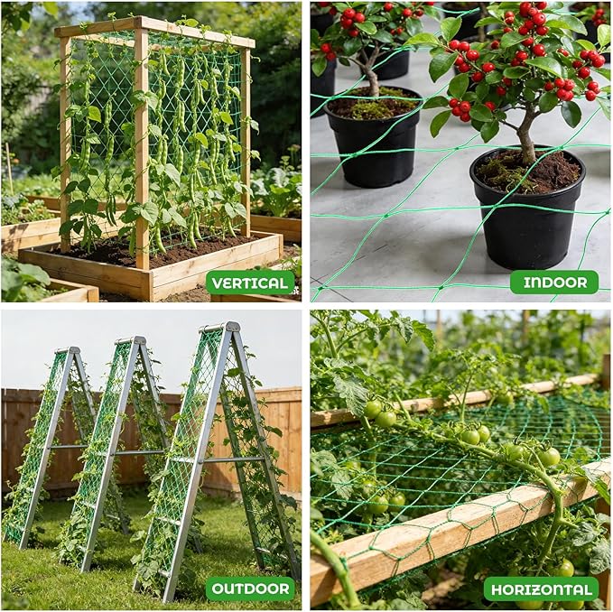 DECYOOL 2 Pieces Trellis Netting for Climbing Plants, Garden Trellis Netting Plant Support Net 1.8 x 5 m Heavy Duty Nylon Climbing Vine Net for Outdoor Vegetables