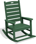 SERWALL Outdoor Rocking Chair, Oversized Rocking Chair with Footrest for Adults, HDPE All Weather Resistant Rocking Chairs for Patio, 350lbs Weight Capacity, Green