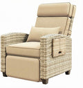 Towallmark Adjustable Rattan Recliner Chair, Patio Lounge Chairs with Cushion, Outdoor Porch Chaise with Flip Up Side Table & Footrest for Porch, Outside Balcony, Deck